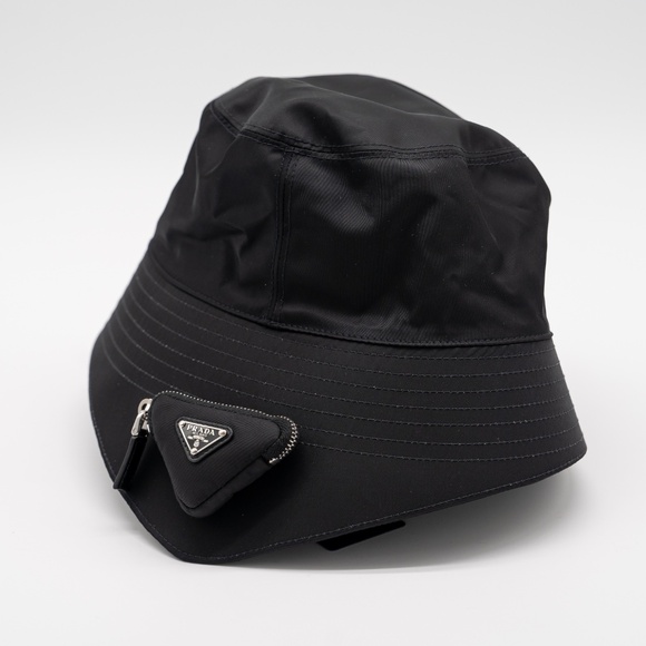 size XL Prada Re-Nylon Bucket Hat Black with Pouch Pocket - Picture 2 of 6